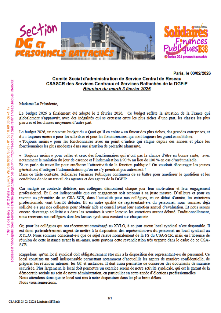 CSASCR 03 02 22026 Liminaire SFIP