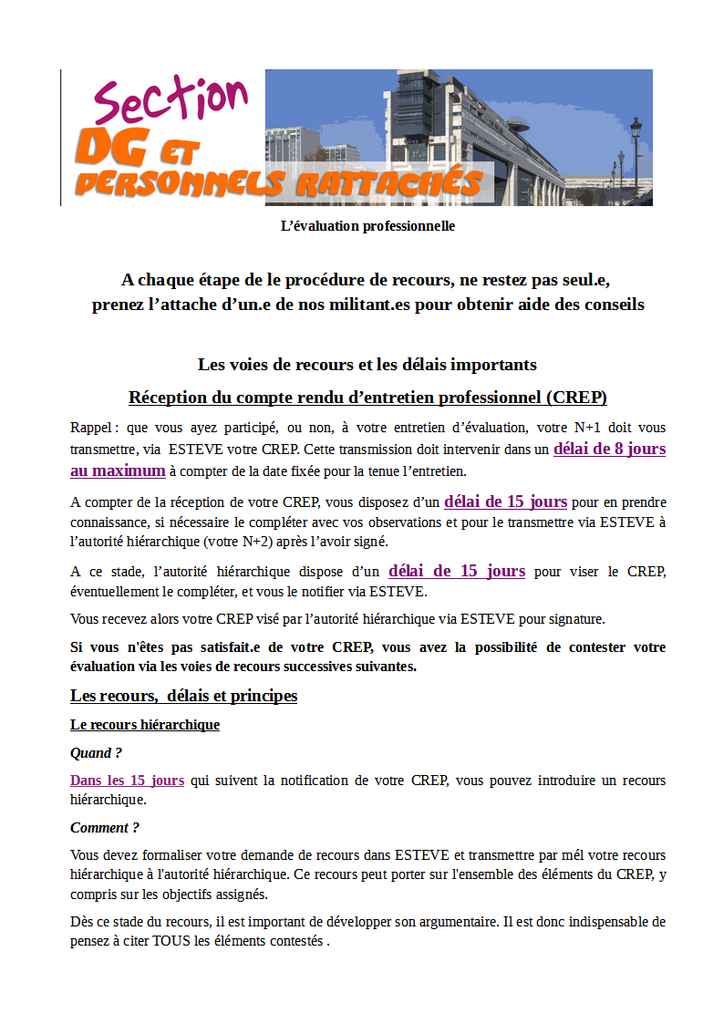 Evaluation les Recours
