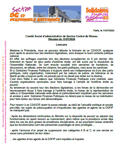 Liminaire CSA 11 07 24