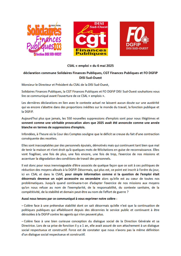 Communiqué CSAL 06052025 SFP CGT FO conv 1
