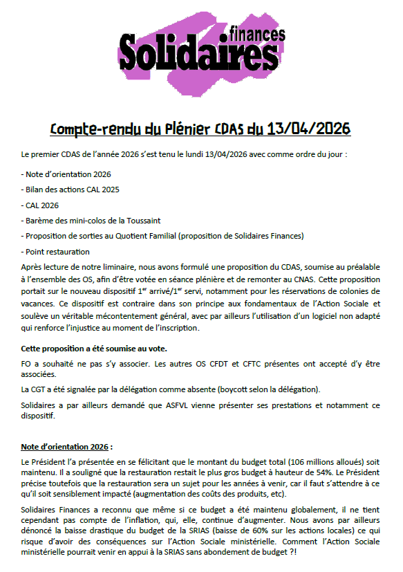 CR du plénier CDAS 13 04 2026