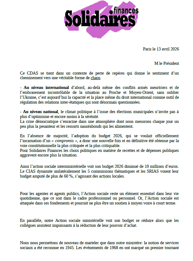 Liminaire CDAS 13 04 2026