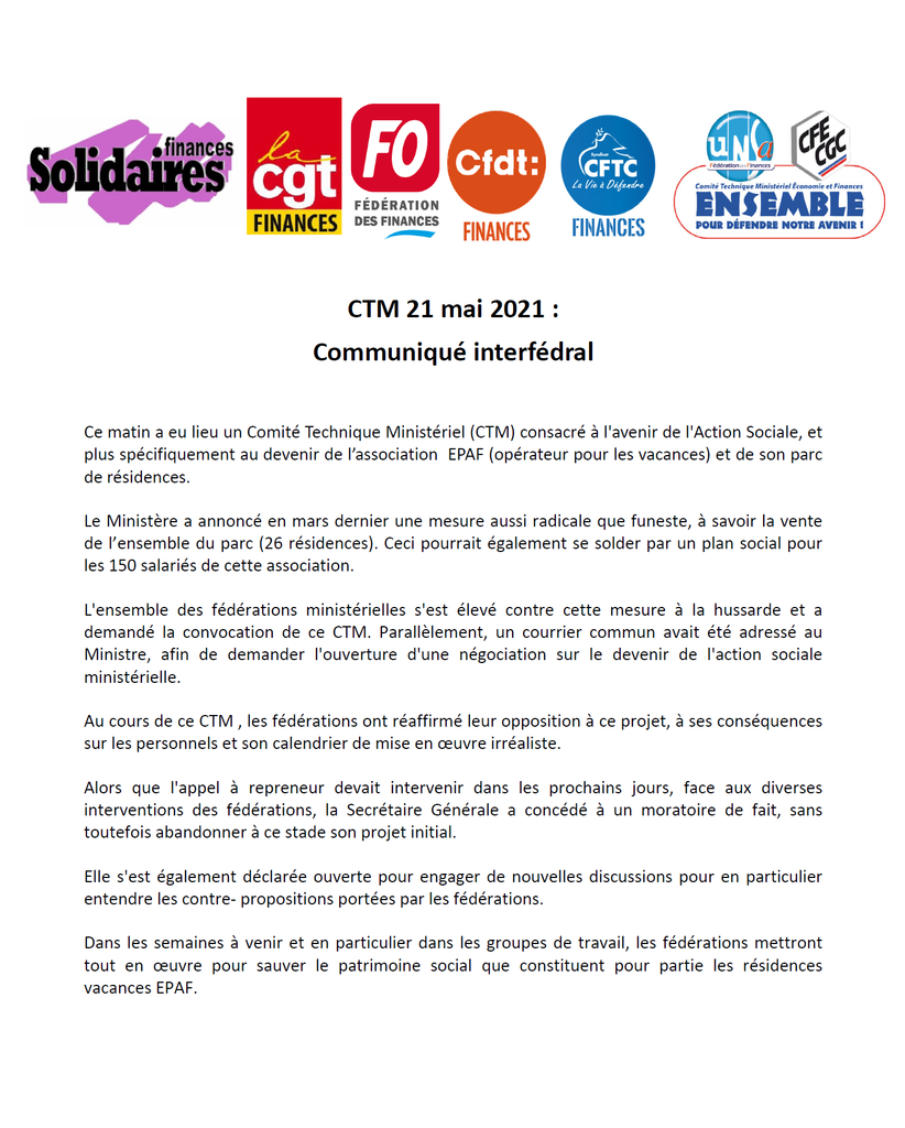 Communiqué CTM 21 mai