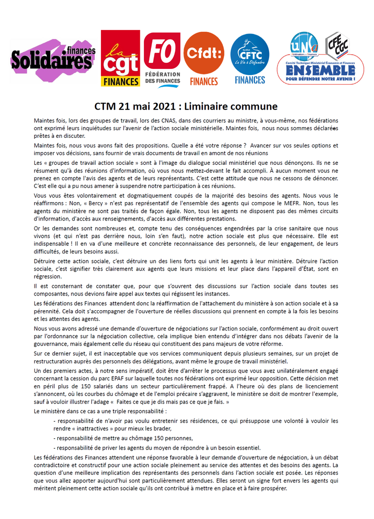 Liminaire CTM 21 mai