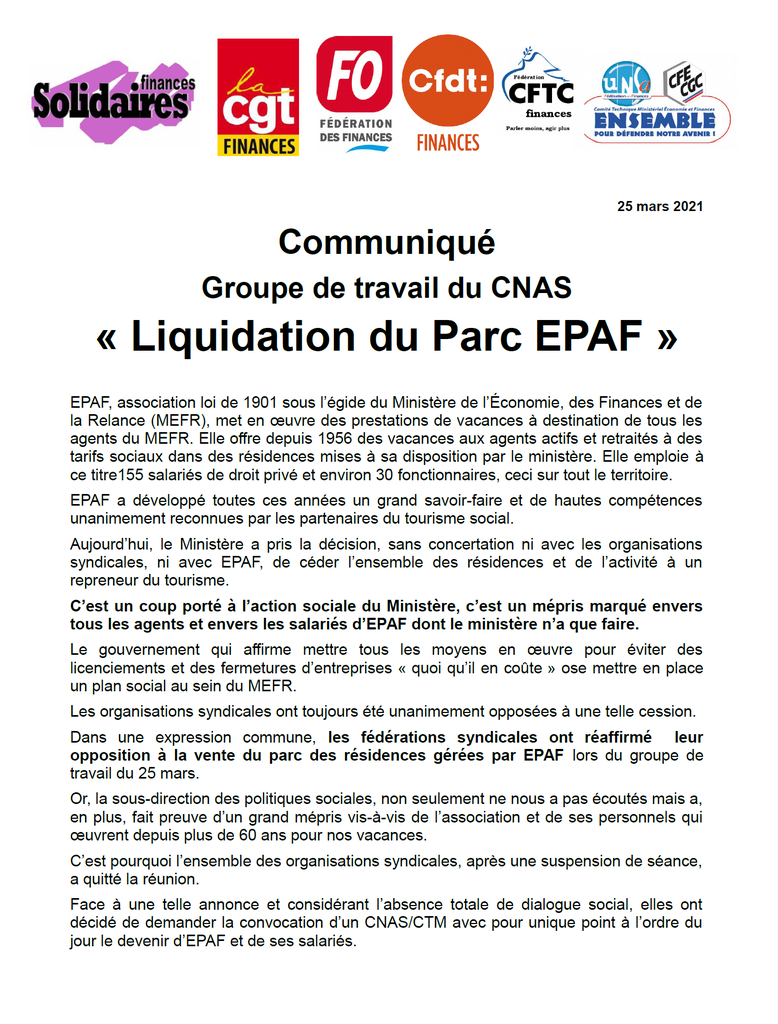 Liquidation du Parc Epaf