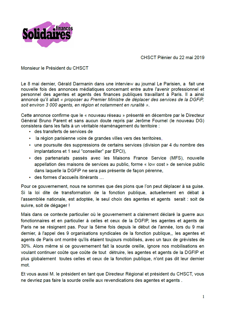 CHSCT 23 mai Liminaire