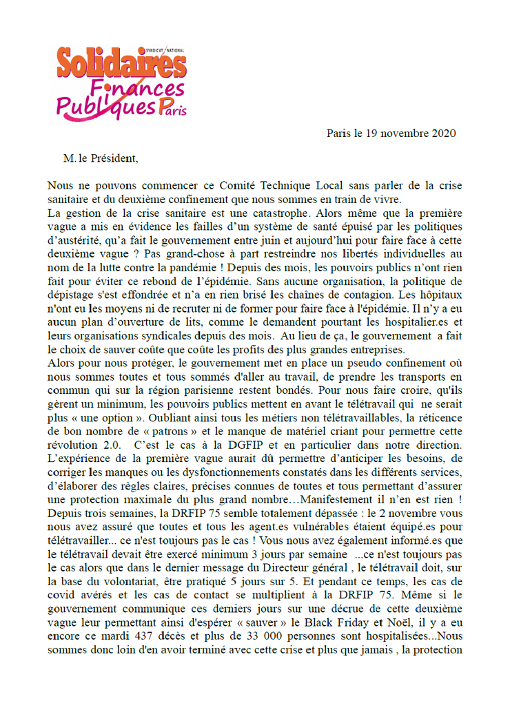 CTL 19 novembre Liminaire