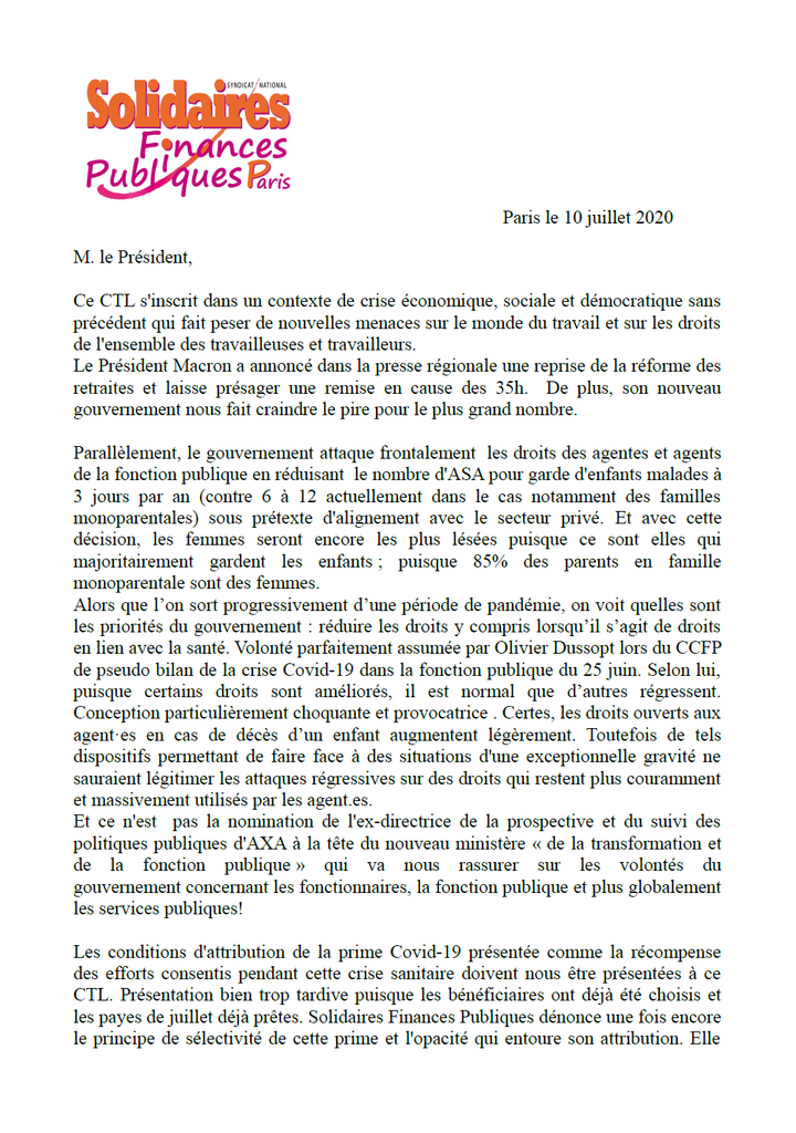 Liminaire CTL 10 juillet