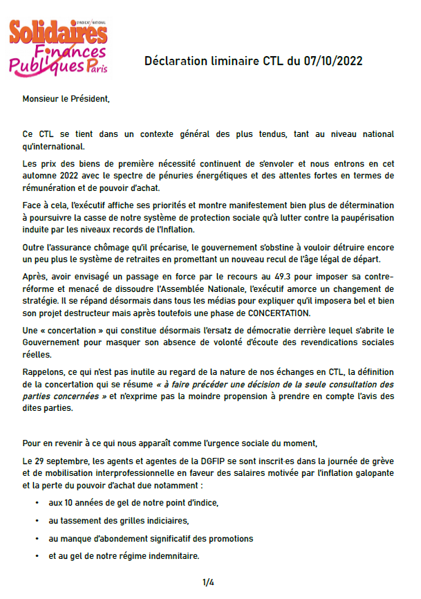 Liminaire CTL du 07 10 2022