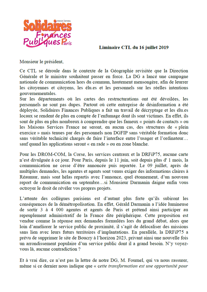 Liminaire 16 juillet 19