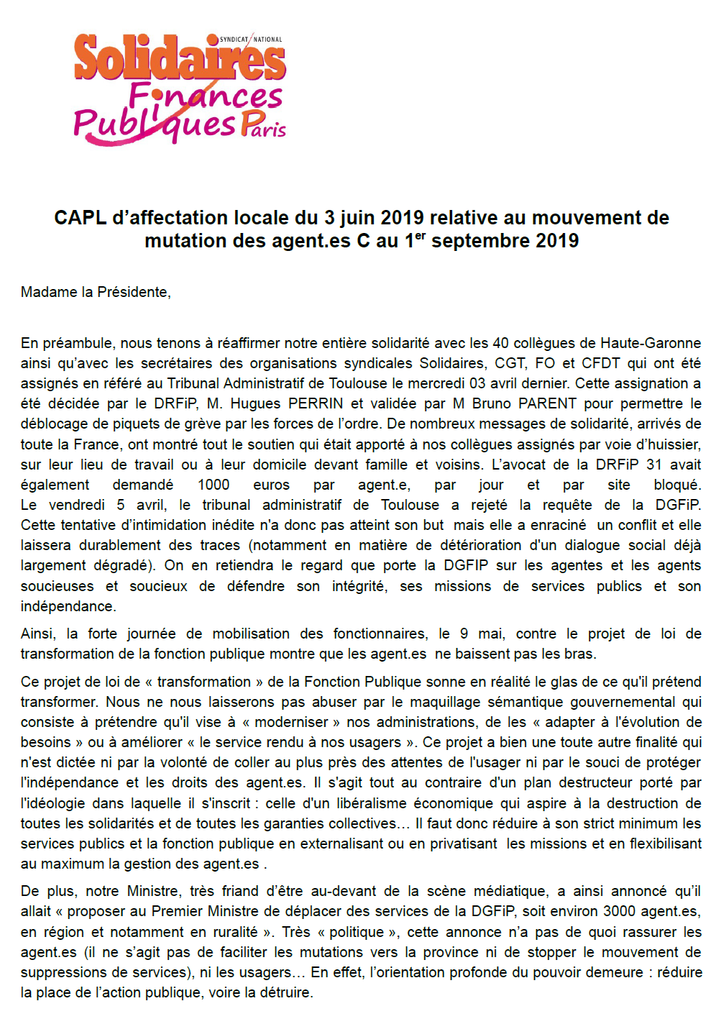 Liminaire CAPL C affectation