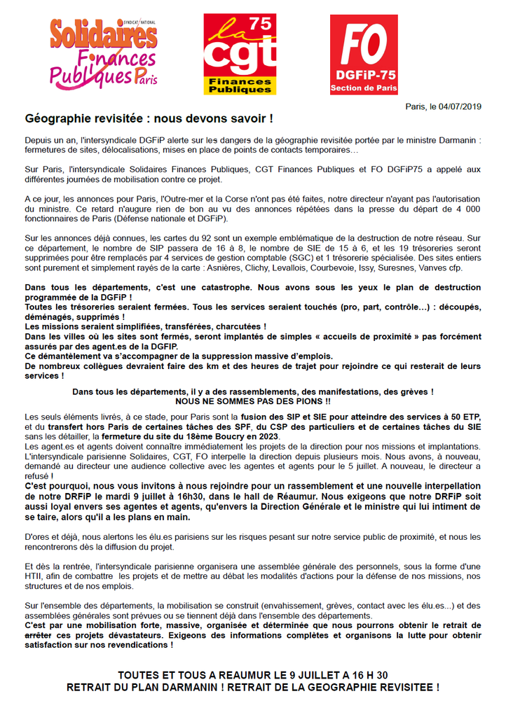 Tract intersyndical Nous devons savoir