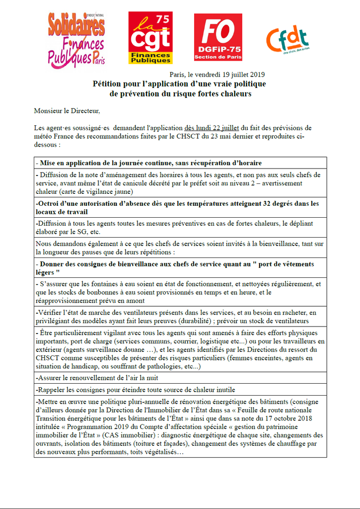 Petition inters fortes chaleurs