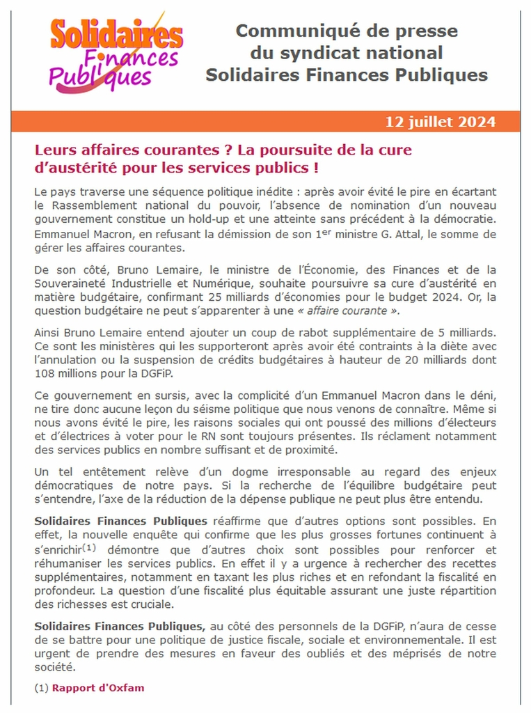 Communiqué de presse 120724